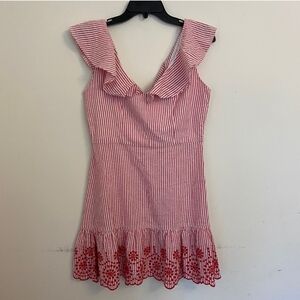 Bcbg Generation Pink Striped Ruffle Dress